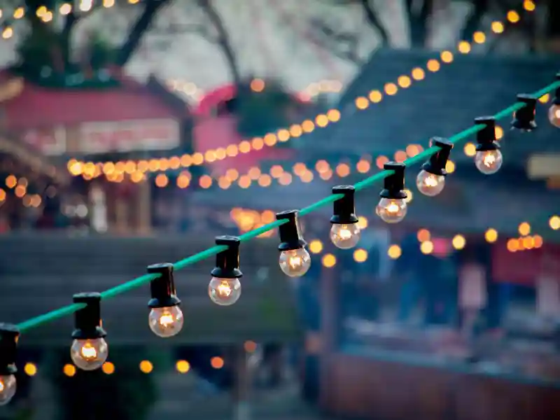 String lights in London.