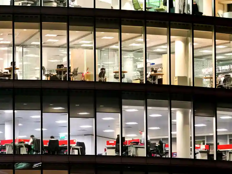 London glass office building.