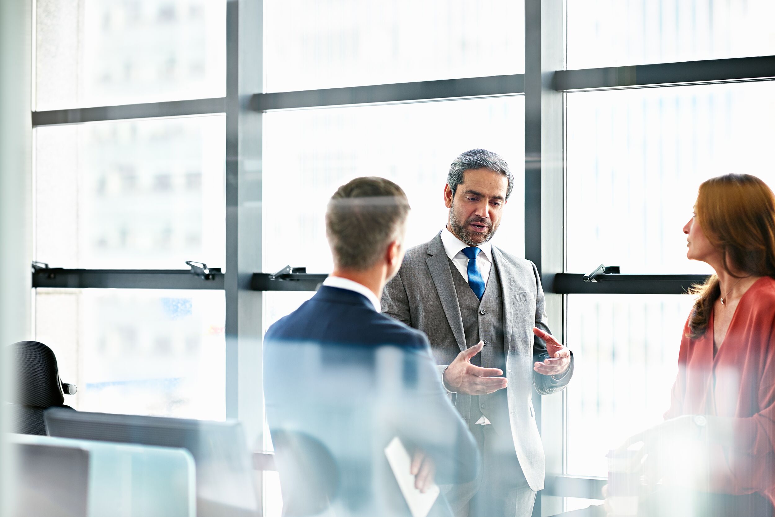 Business people discussing a project.